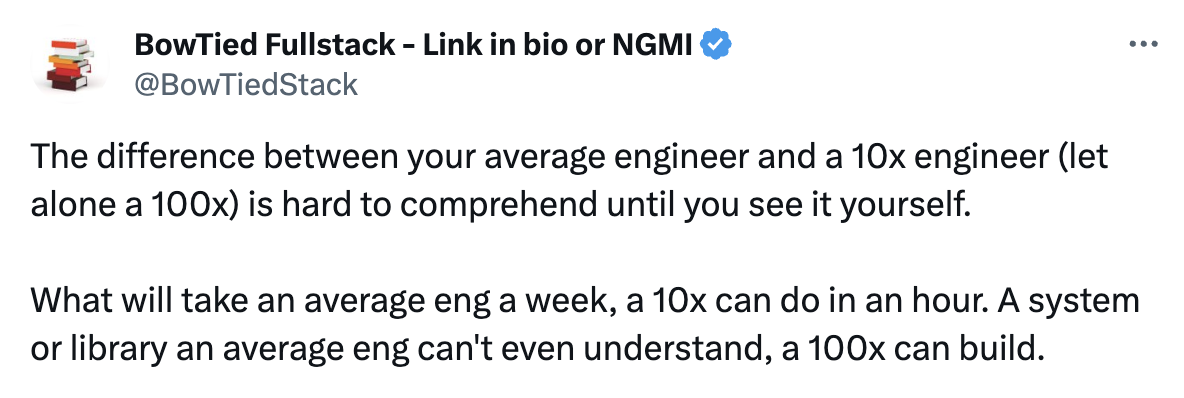 What one X (previously Twitter) user had to say about the 10x engineer. Read the full article for more!