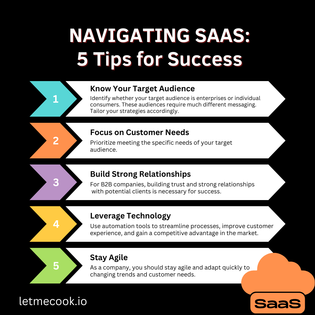 When navigating the B2B2C SaaS landscape, here are 5 tips for success. But, for the biggest chance at success - don't forget to read the full article where we break down all the differences you need to know about B2B vs B2C SaaS.