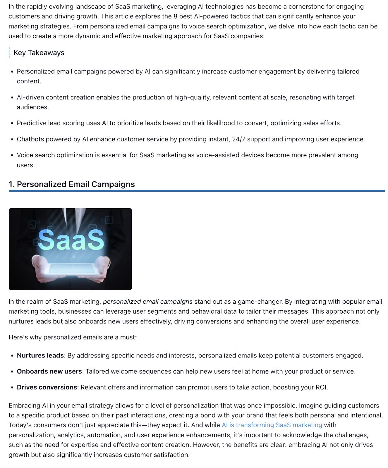 Here's part of our generated Journalist AI article example. Read the full Journalist AI review to see if this is the tool for you.